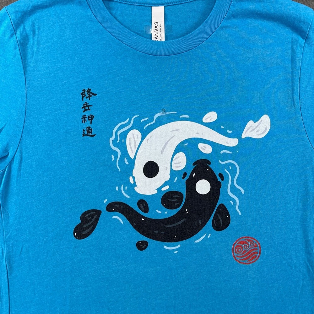 Bella Canvas Men T-shirt Blue Avatar Koi Fish Graphic Medium Anime Aesthetic